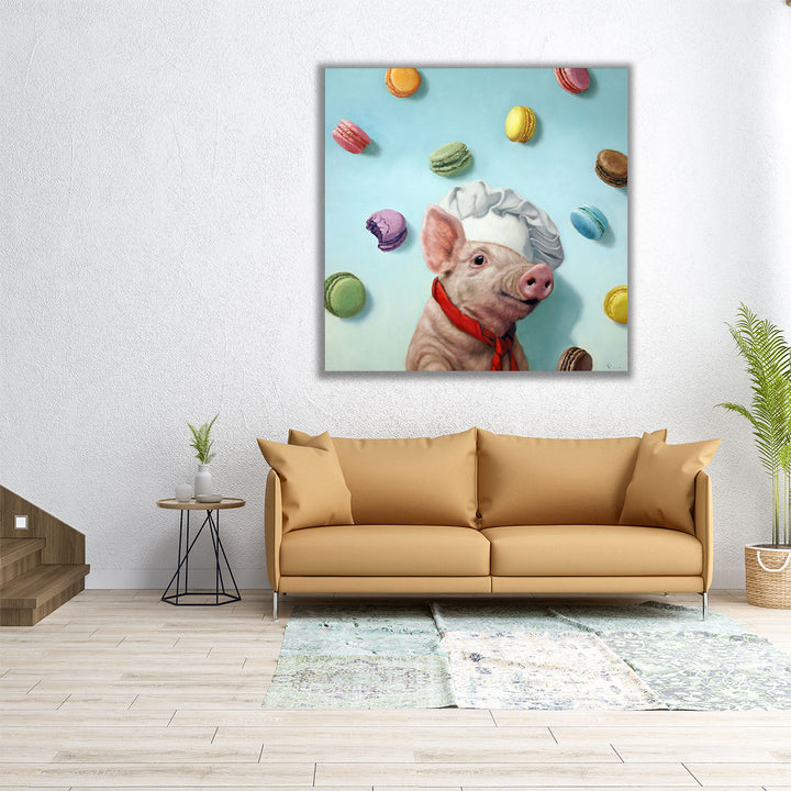 30x30 Canvas Print – vibrant dessert pig art