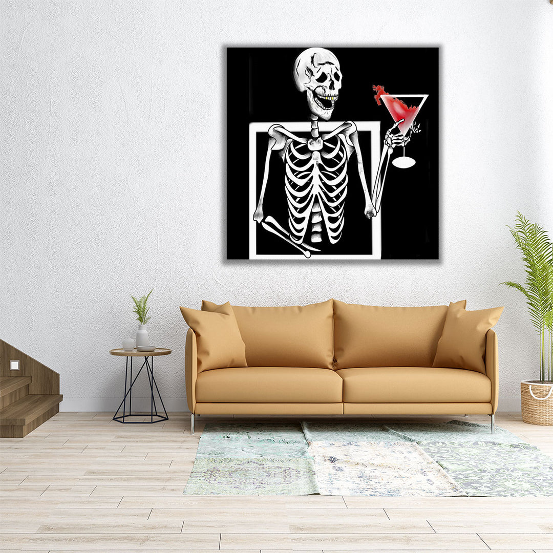24x24 black white skeleton art