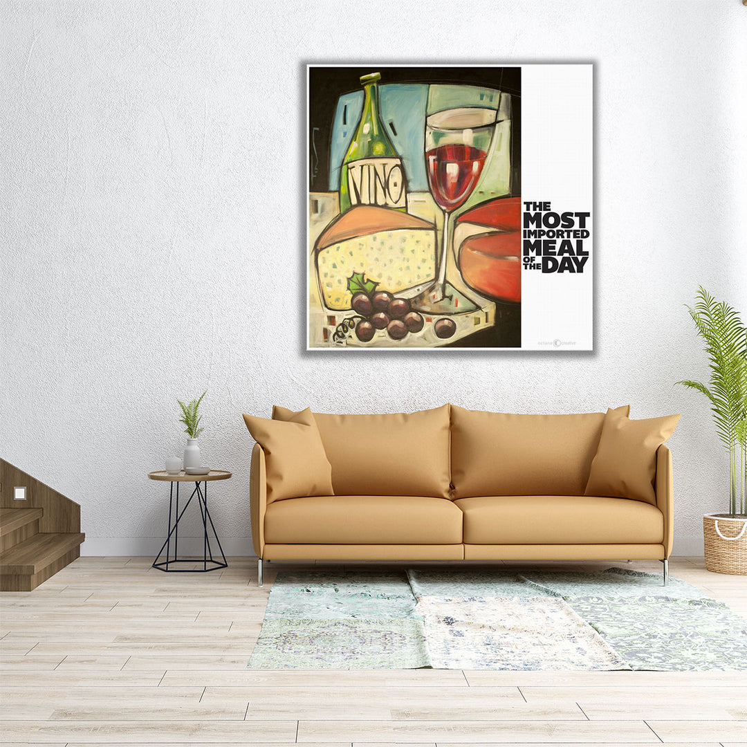 large 40x40 kitchen art – wine and fruit
