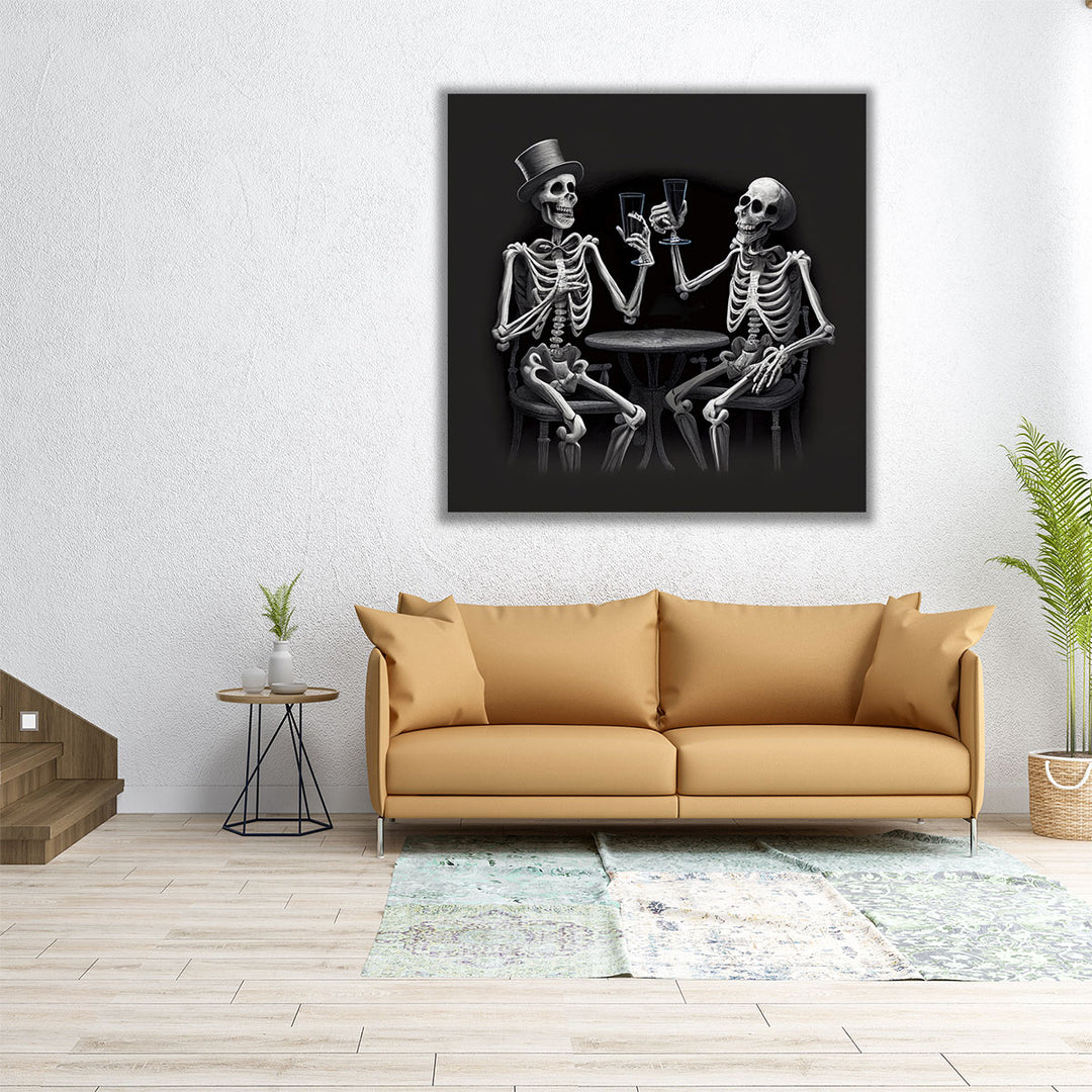 Skeleton V Black and White - Canvas Print Wall Art