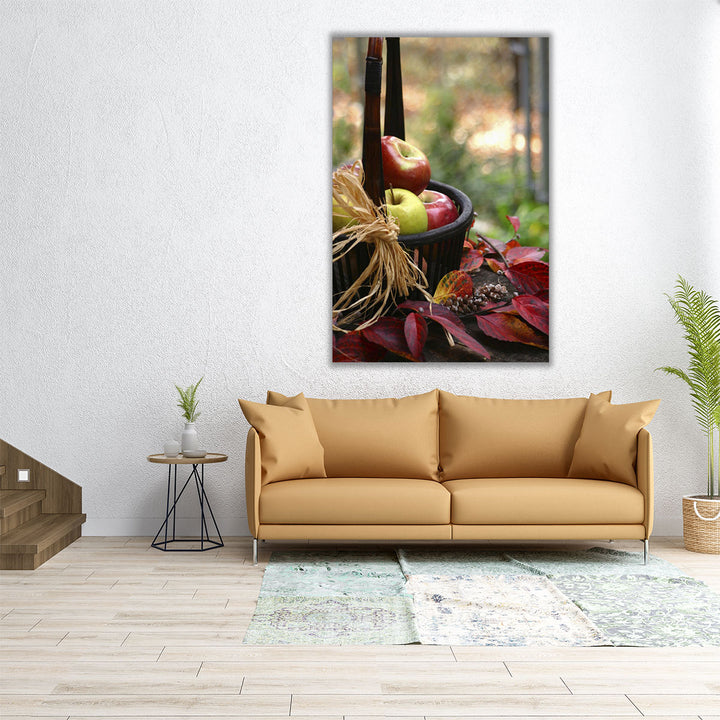 large kitchen art – red and brown foliage