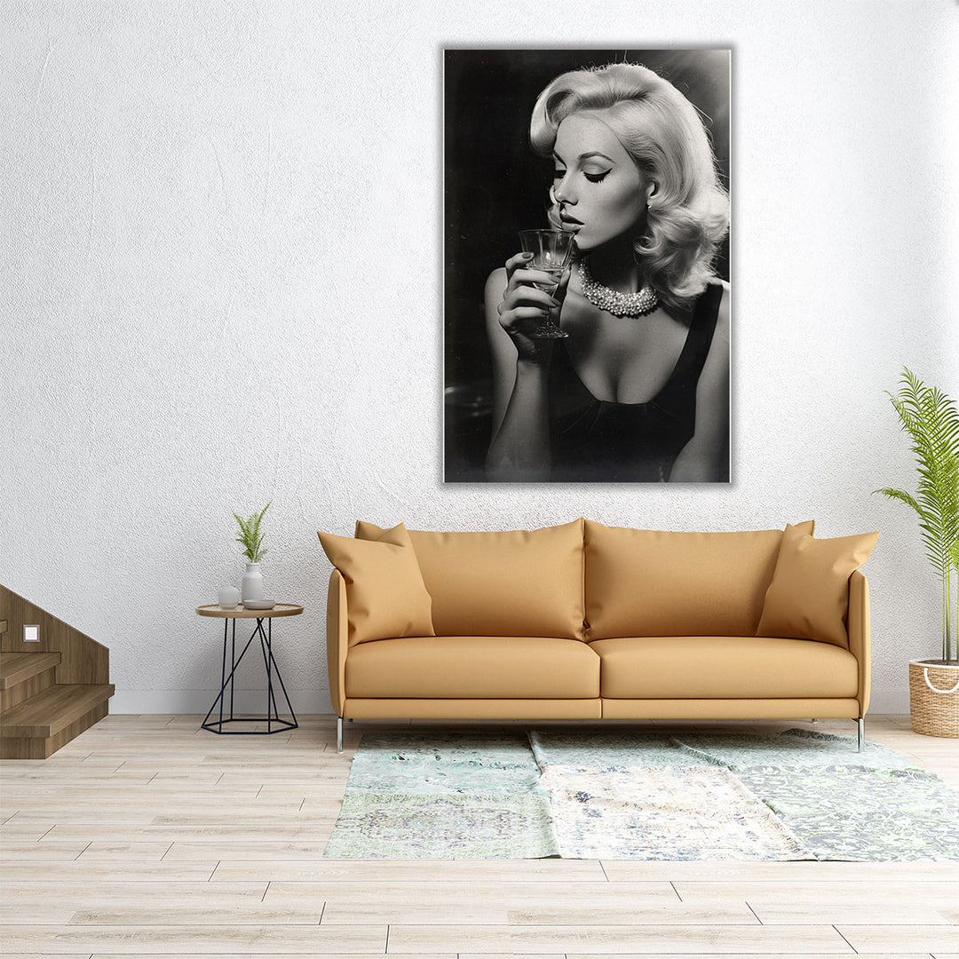 Martini Black And White - Canvas Print Wall Art