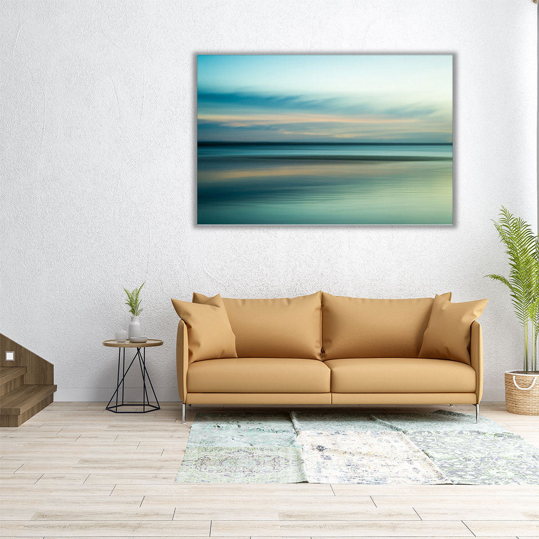 Horizontal canvas print of blue abstract ocean view