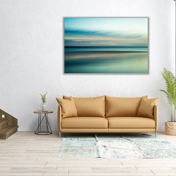 Horizontal canvas print of blue abstract ocean view