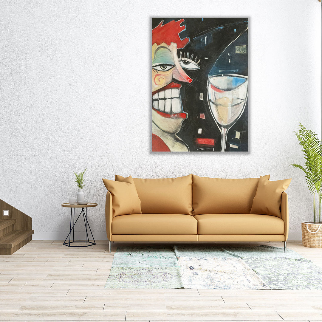 30x40 Canvas Print – wine and portrait fusion