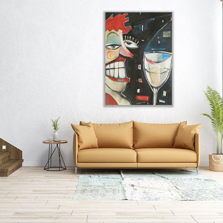 30x40 Canvas Print – wine and portrait fusion