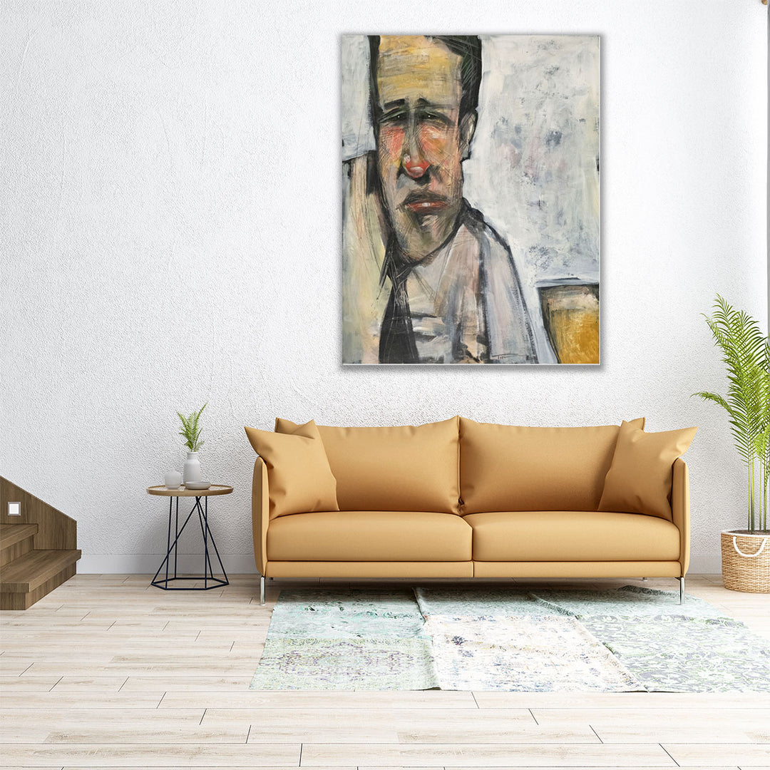 Businessman At Bar - Canvas Print Wall Art
