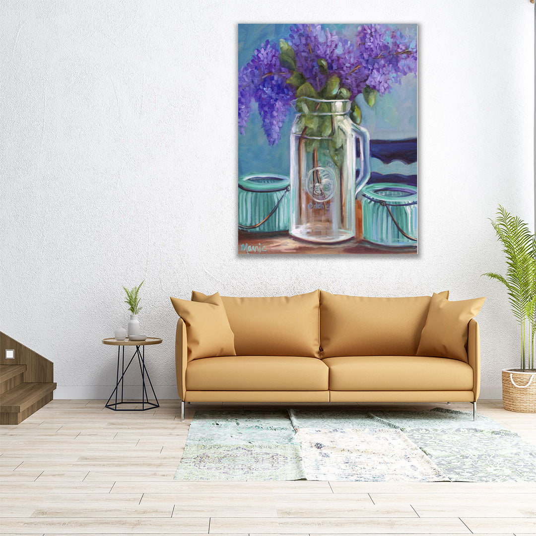 neutral and green floral wall decor
