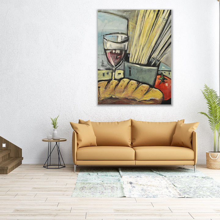 24x30 canvas print wine and bread