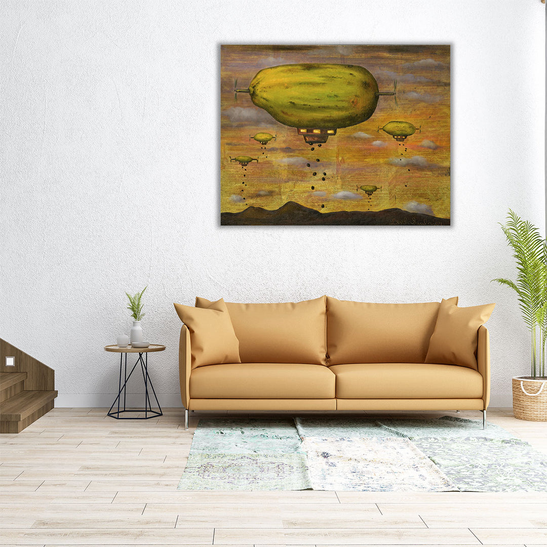 large kitchen art – dreamy papaya and UFO piece