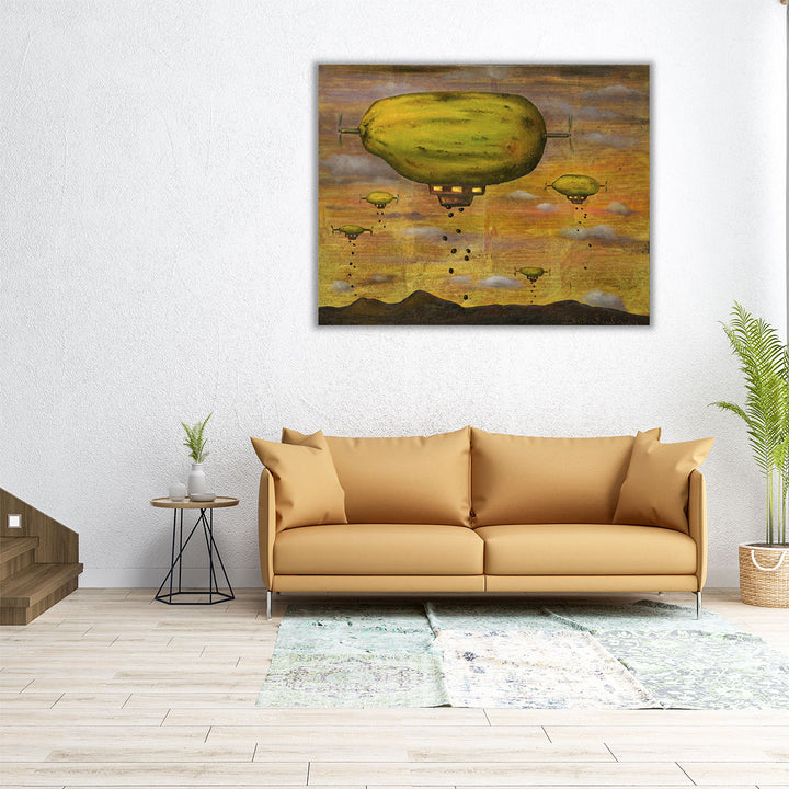 large kitchen art – dreamy papaya and UFO piece