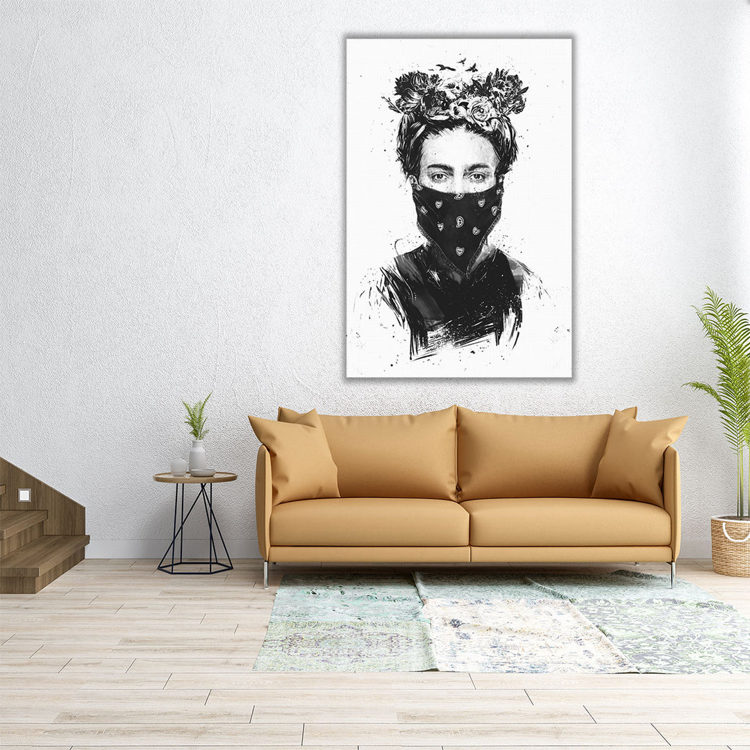 Rebel Girl Black and White - Canvas Print Wall Art