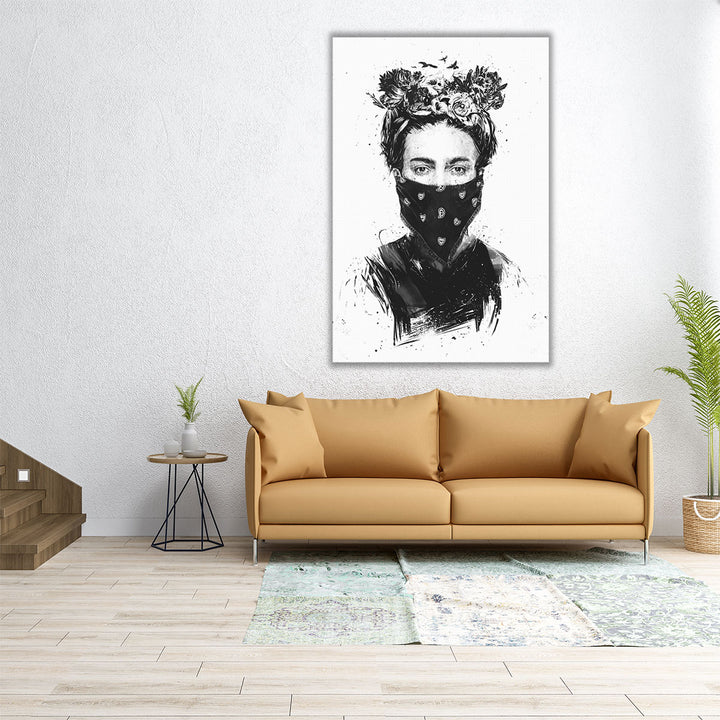 Rebel Girl Black and White - Canvas Print Wall Art