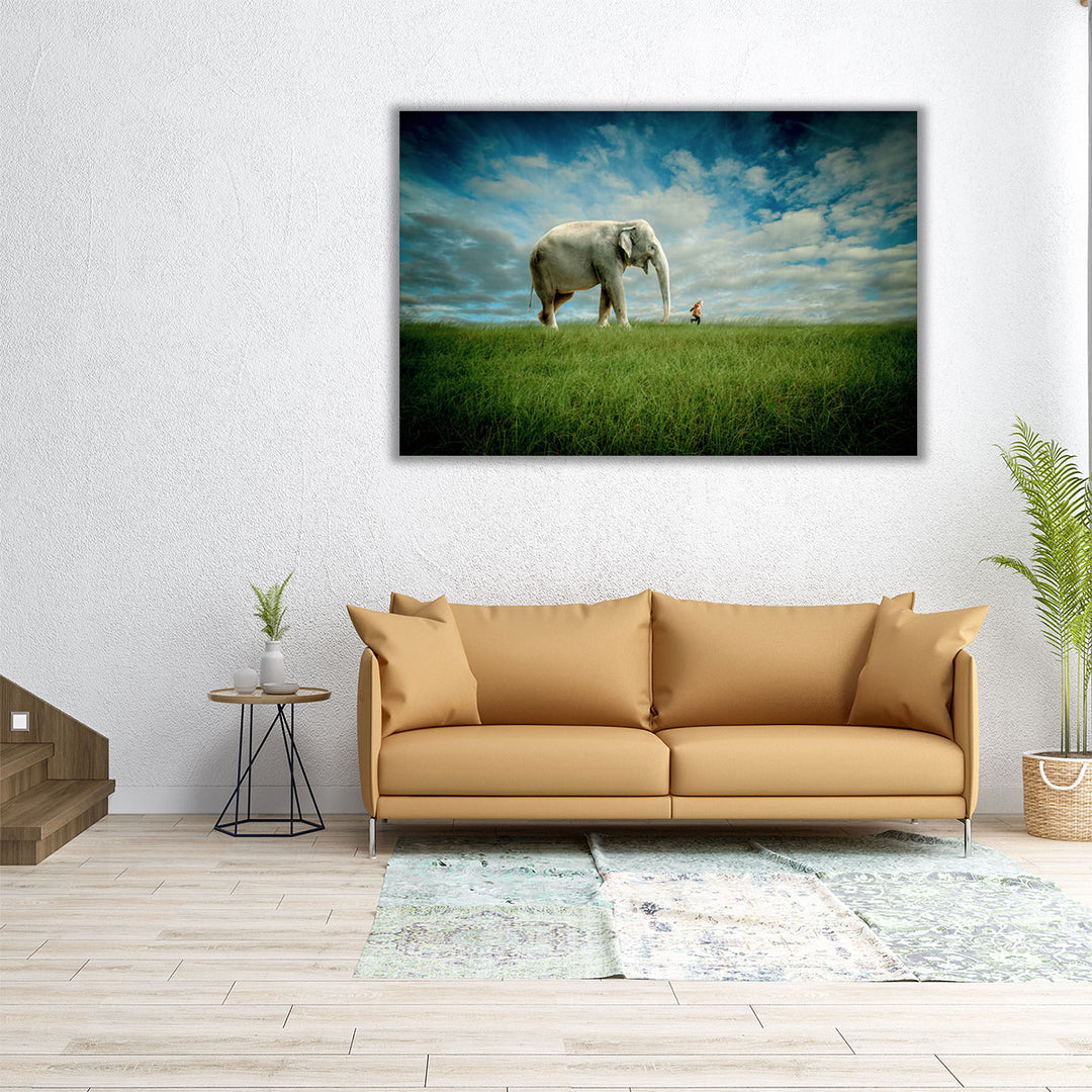 Elephant Follow Me - Canvas Print Wall Art