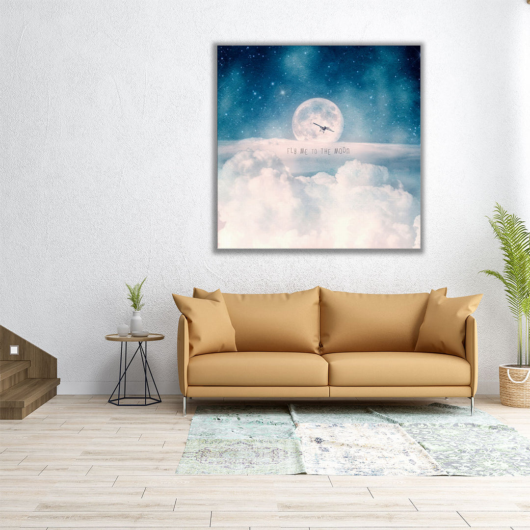 Moonrise Over the Clouds - Canvas Print Wall Art
