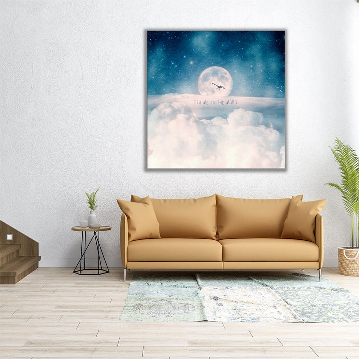 Moonrise Over the Clouds - Canvas Print Wall Art