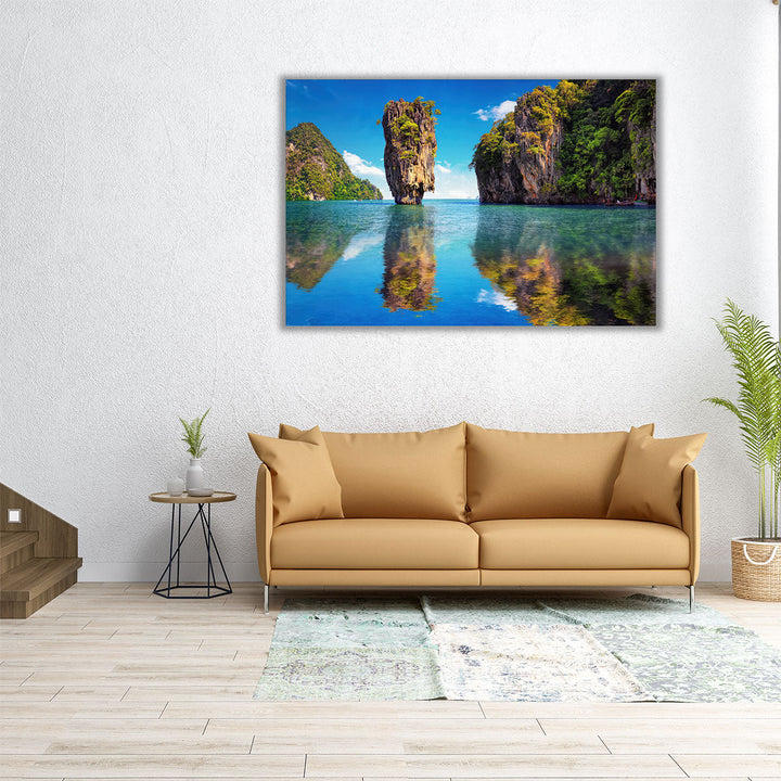 30x20 lake and mountain photo print with clear sky