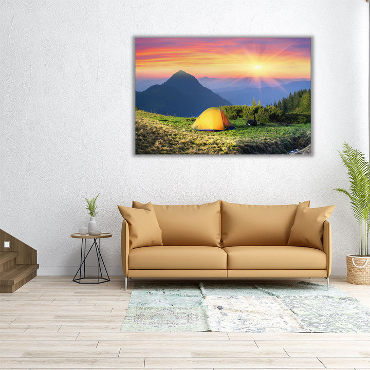 30x20 spring mountain photo with golden light