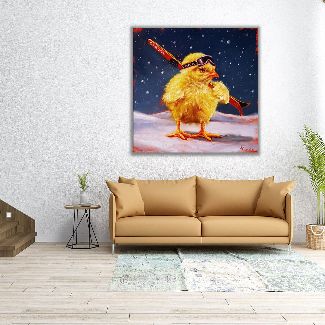 Chick With Sticks - Canvas Print Wall Art