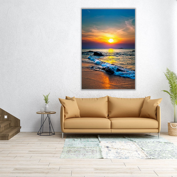Colorful Sunset and The Seashore - Canvas Print Wall Art