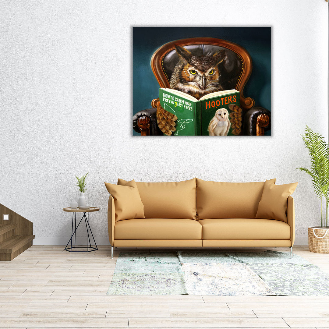 Owl With Book - Canvas Print Wall Art