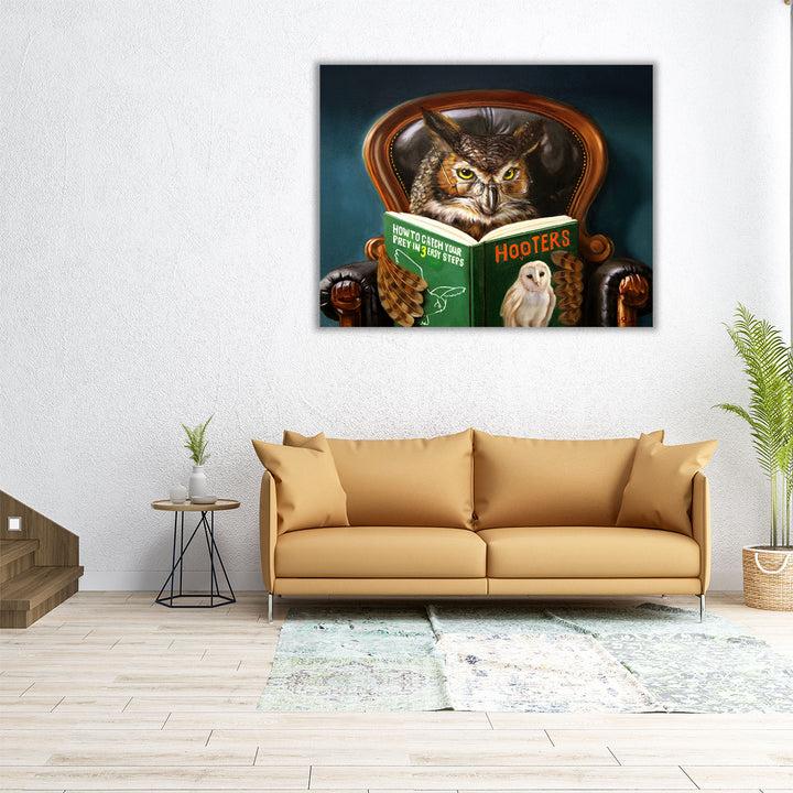 Owl With Book - Canvas Print Wall Art