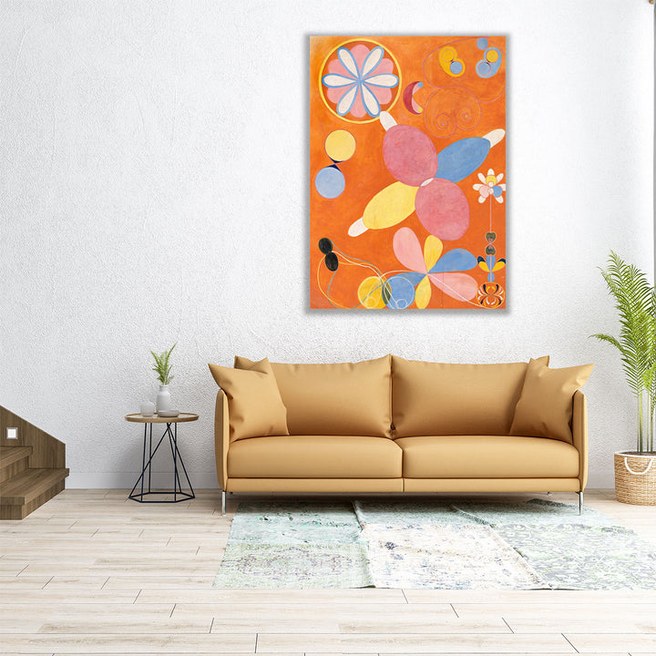 large wall art – pink floral geometry blend