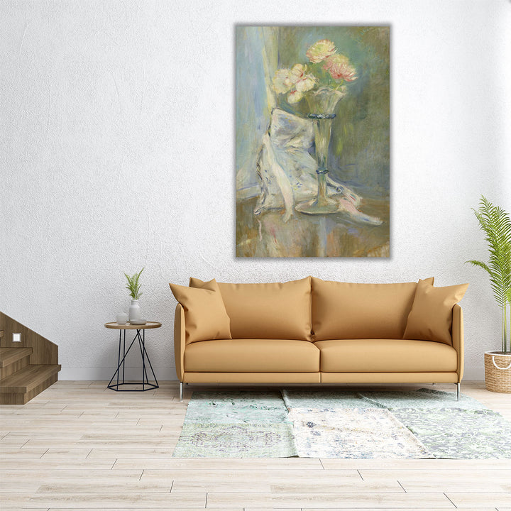 Living Room Wrapped Canvas – elegant rose décor