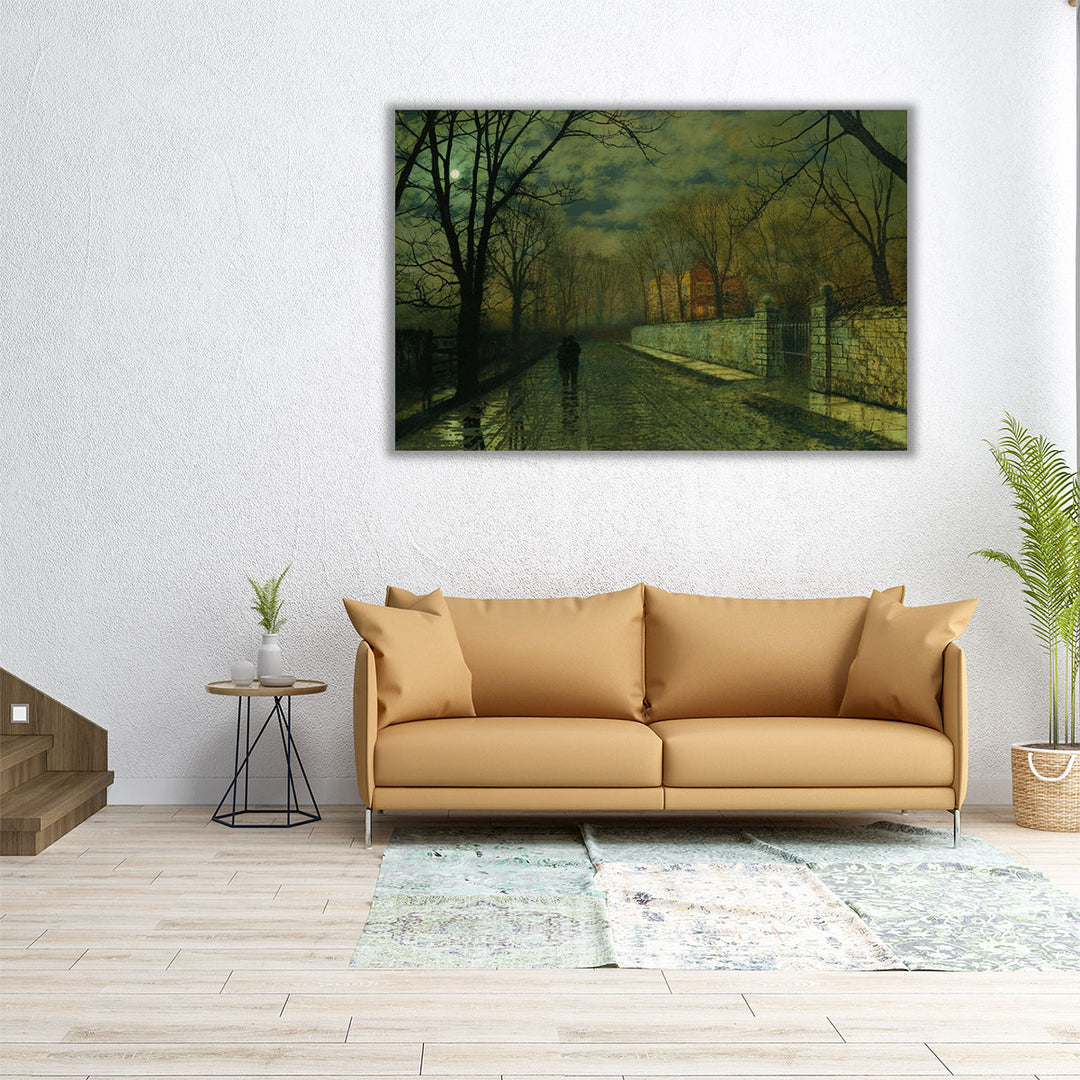 36×24 framed lunar forest bedroom decor