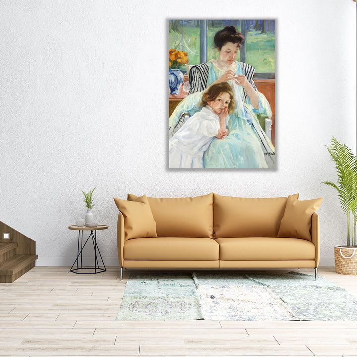 Young Mother Sewing, 1900 - Canvas Print Wall Art