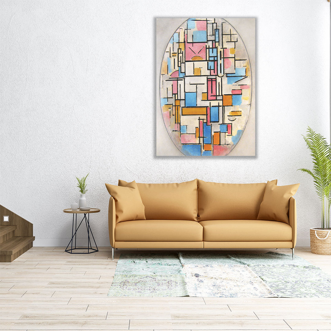 Composition in Oval with Color Planes 1 - Canvas Print Wall Art