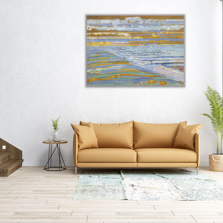 View from the Dunes with Beach and Piers, Domburg - Canvas Print Wall Art
