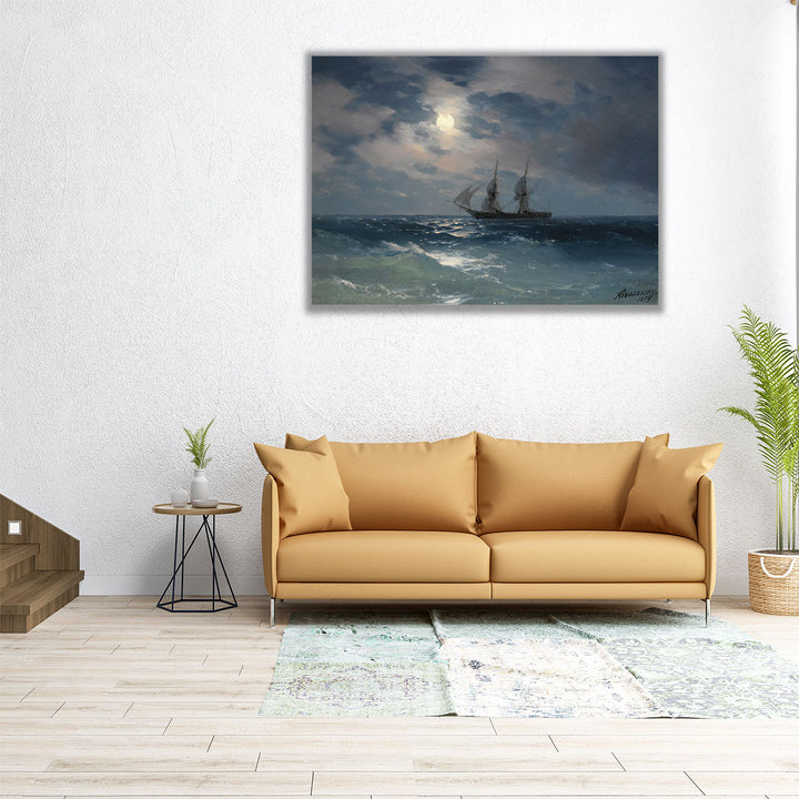 The Brig Mercury In Moonlight, 1874 - Canvas Print Wall Art