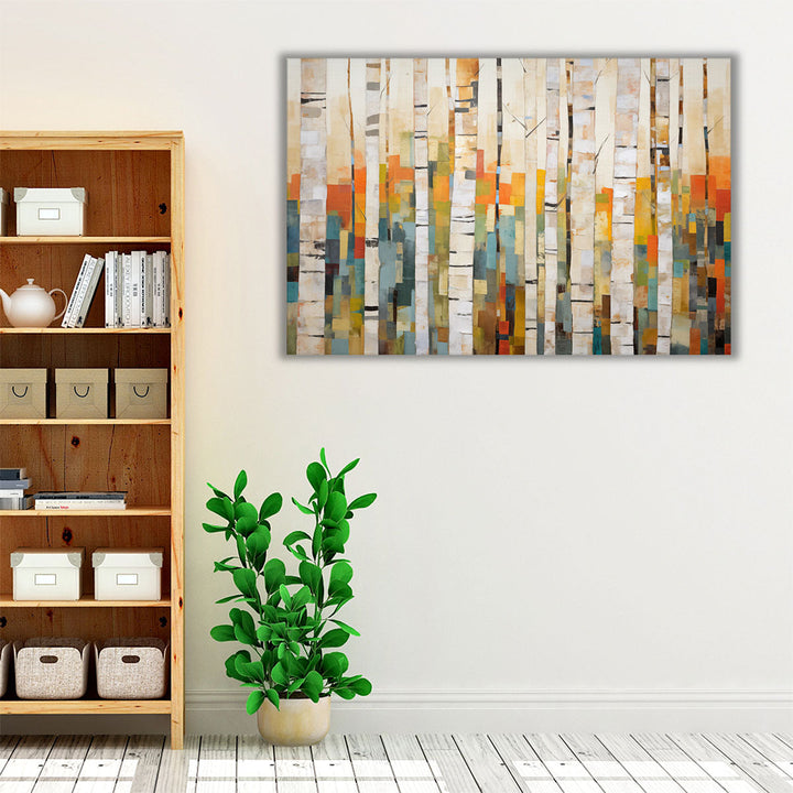 Multi-layered Birch Mosaic - Canvas Print Wall Art