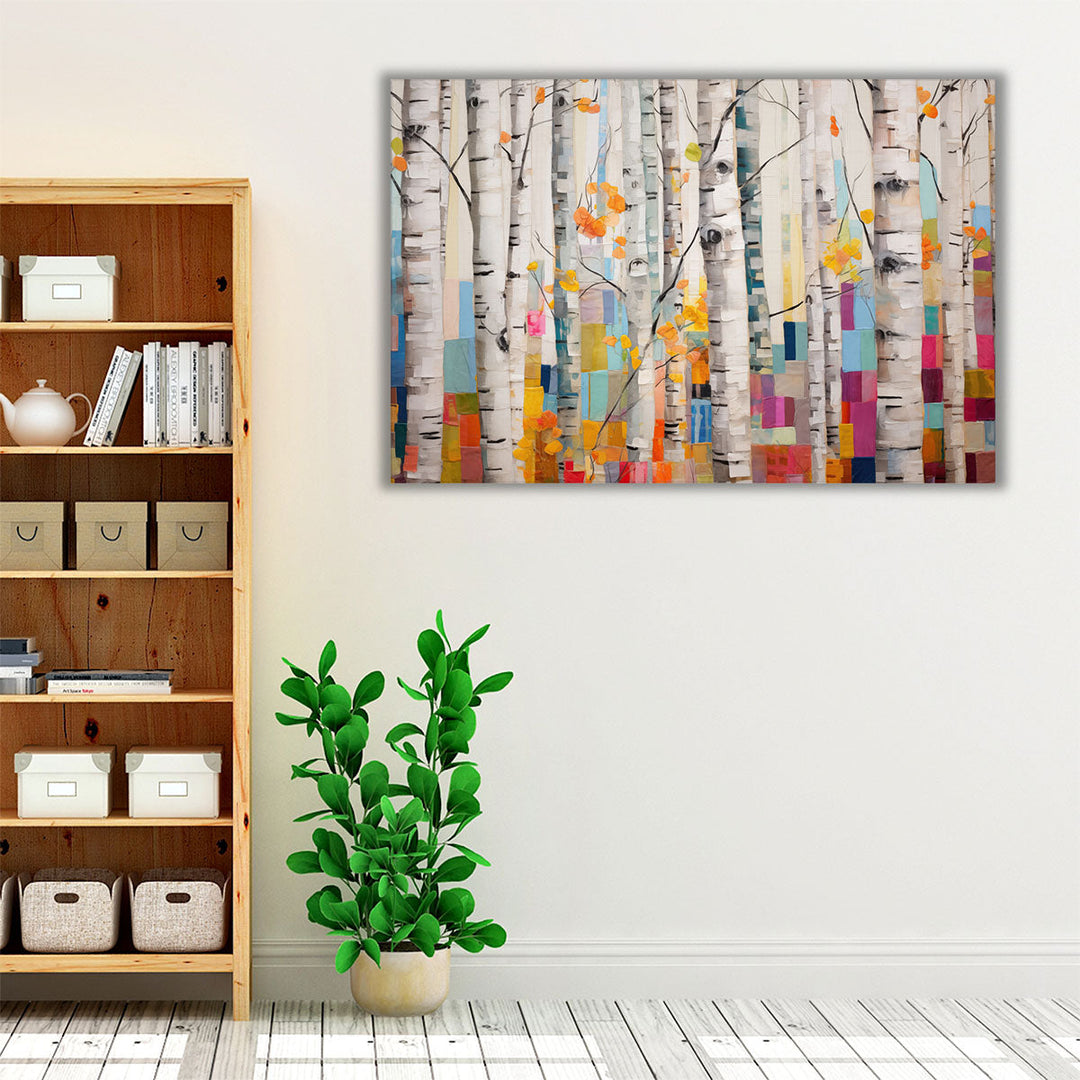 Playful Birch Grove - Canvas Print Wall Art