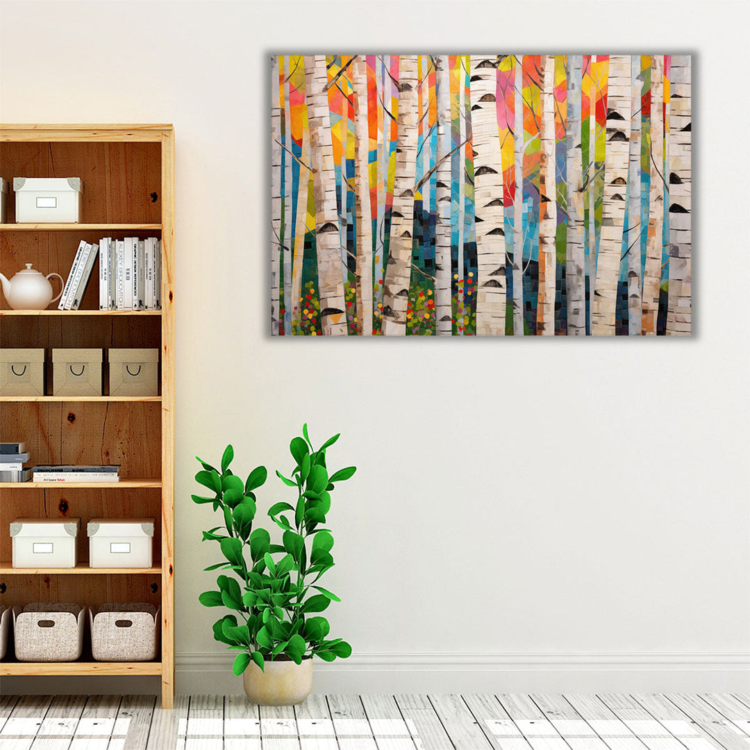Playful Birch Grove 2 - Canvas Print Wall Art