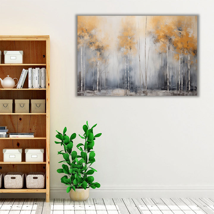 Silvery Woodscape Melody - Canvas Print Wall Art