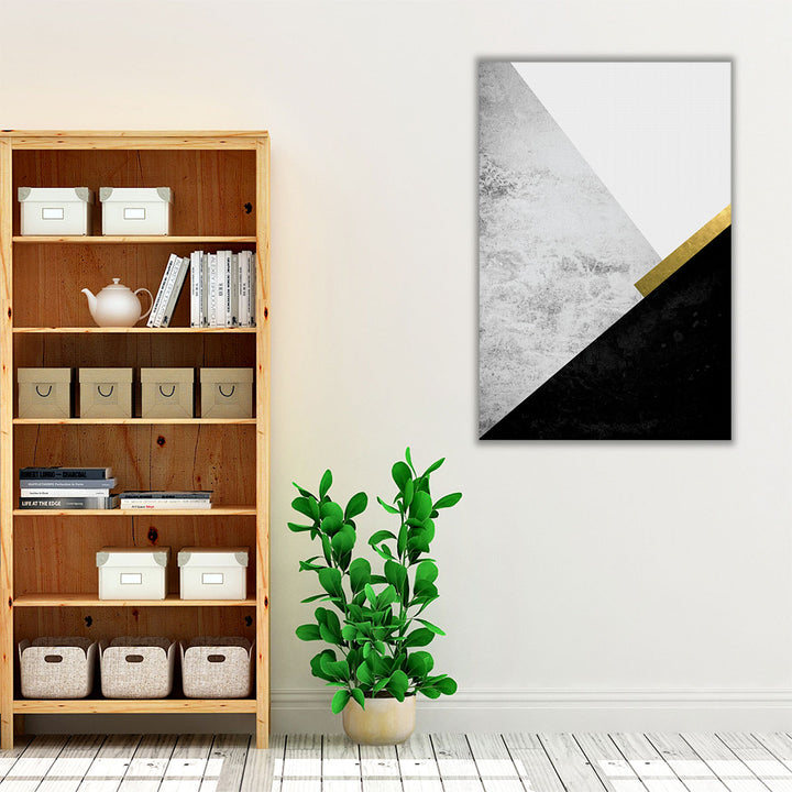 Black Grey Gold Mountains 1 - Canvas Print Wall Art