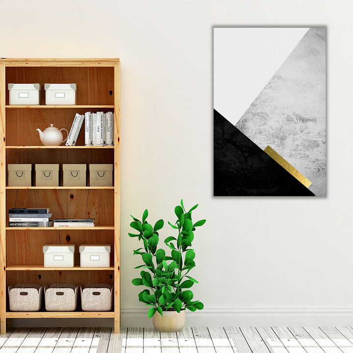Black Grey Gold Mountains 3 - Canvas Print Wall Art