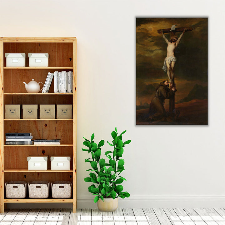St Francis at the Foot of the Cross - Canvas Print Wall Art