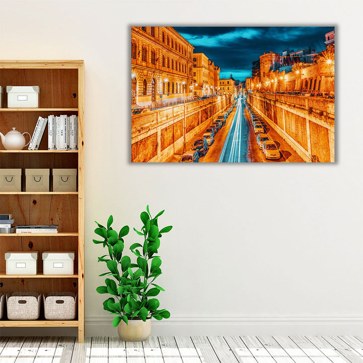 Beautiful Landscape of Rome City Through Street - Canvas Print Wall Art