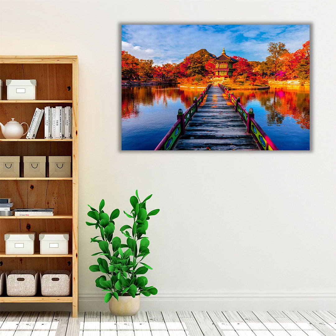 Green blue red orange scenic wall decor