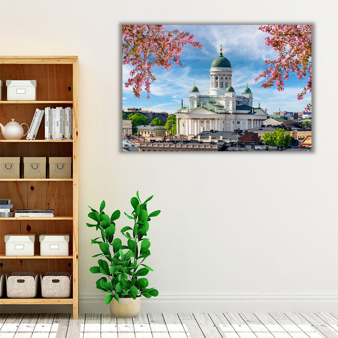 Helsinki Cathedral over City Center in Spring, Finland - Canvas Print Wall Art