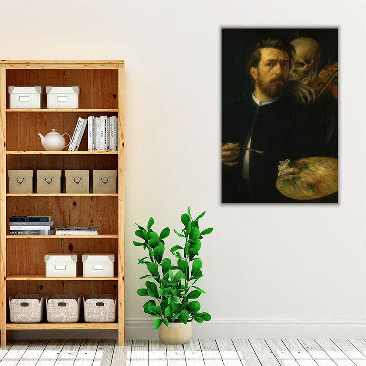 Self-Portrait with Death Playing the Fiddle - Canvas Print Wall Art