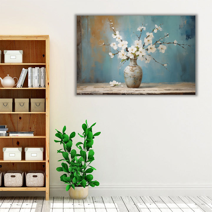 Distressed Vase Bloom - Canvas Print Wall Art
