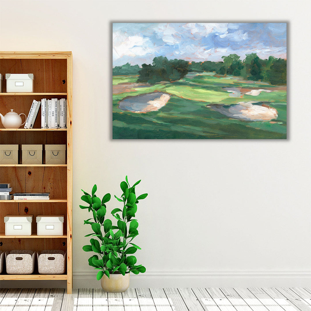 Neutral and green abstract landscape