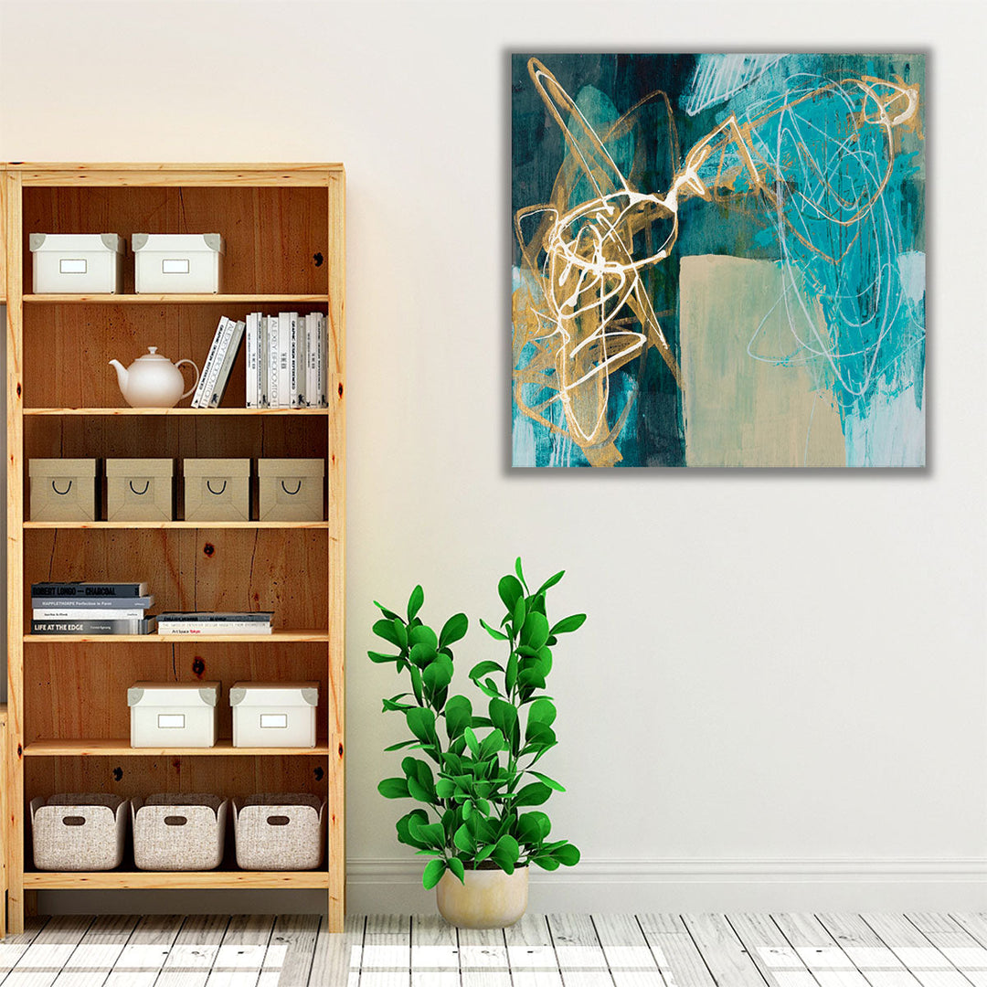matte paper blue abstract watercolor framed wall art