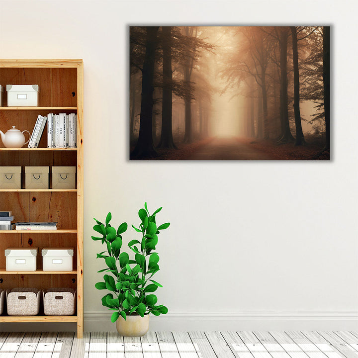 Misty Woodland Wander - Canvas Print Wall Art