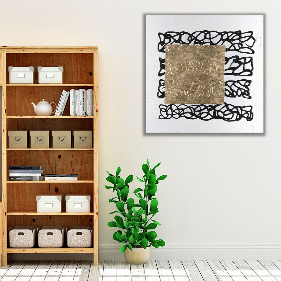 White background art with bold graphic elements