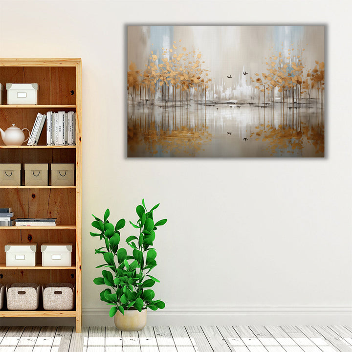 Wings Through Golden Woodlands - Canvas Print Wall Art